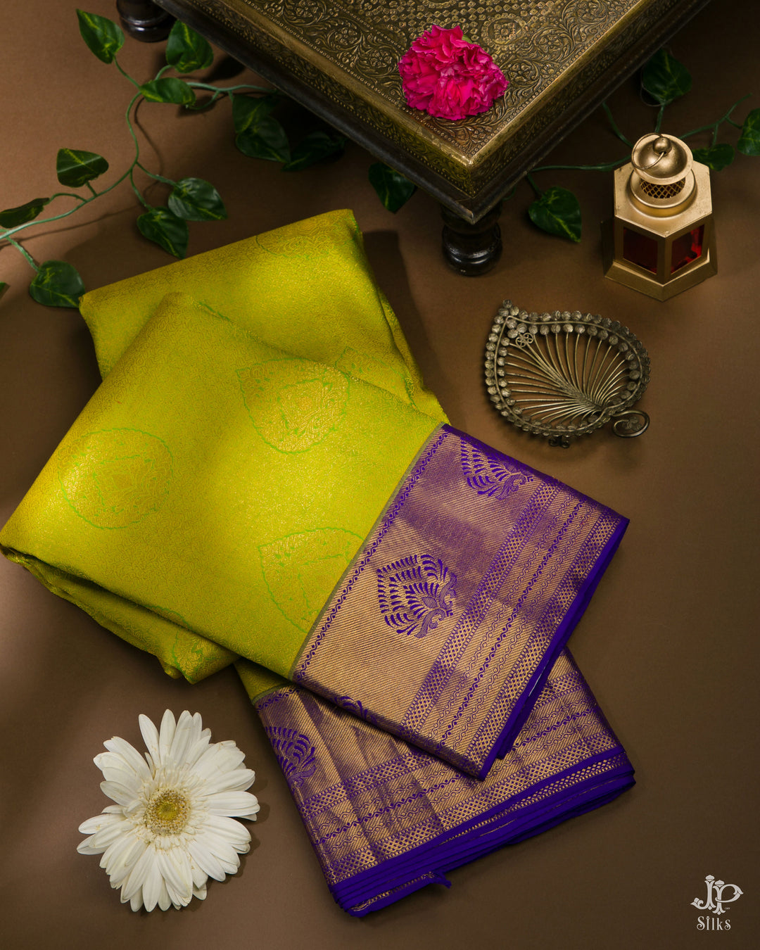 Green and Purple Kanchipuram Silk Saree - A5404 - View 1