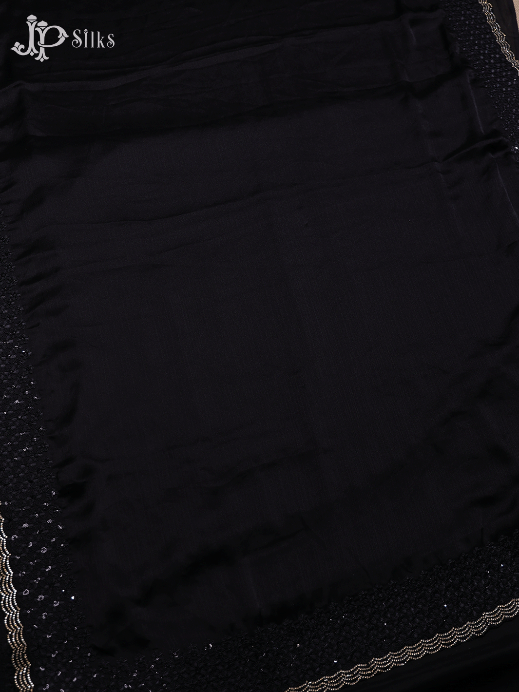 Black Embrioded Georgette Fancy Saree - E3745 - View 3