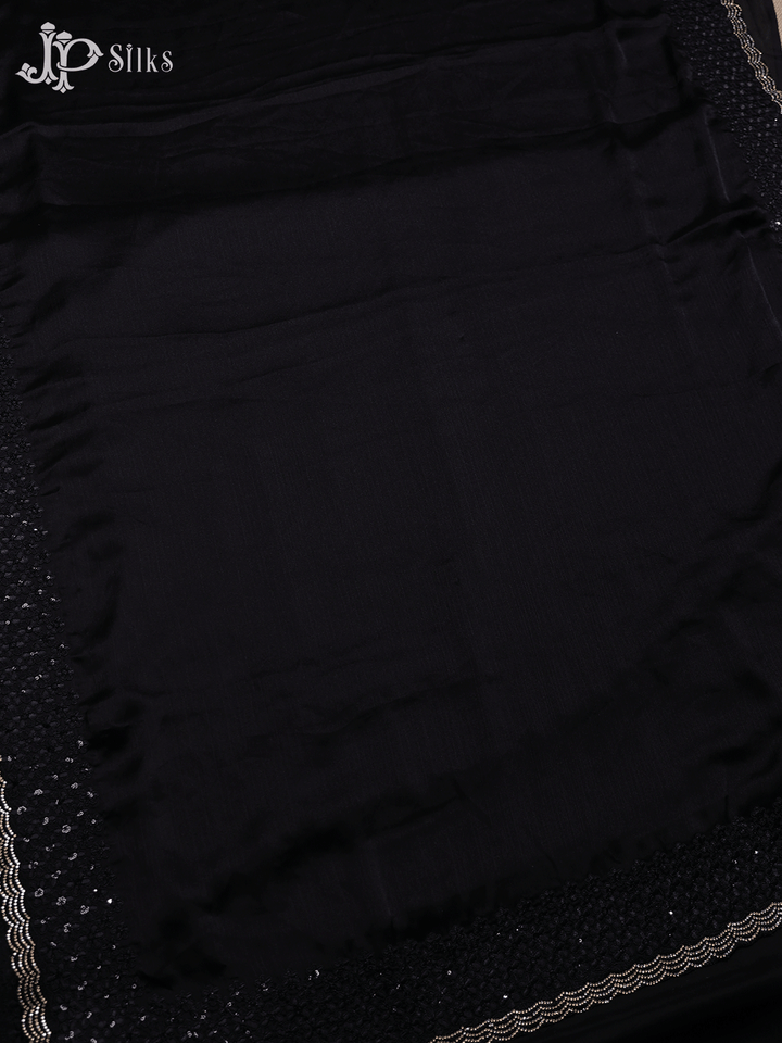 Black Embrioded Georgette Fancy Saree - E3745 - View 3