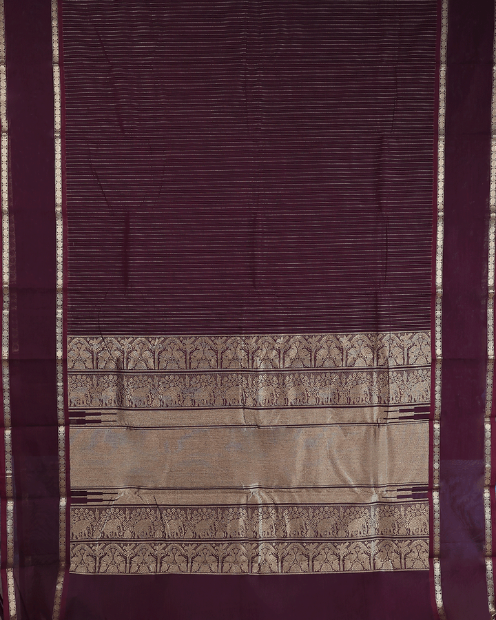 Brown Pure Kanchi Cotton Saree - D9740 - View 5