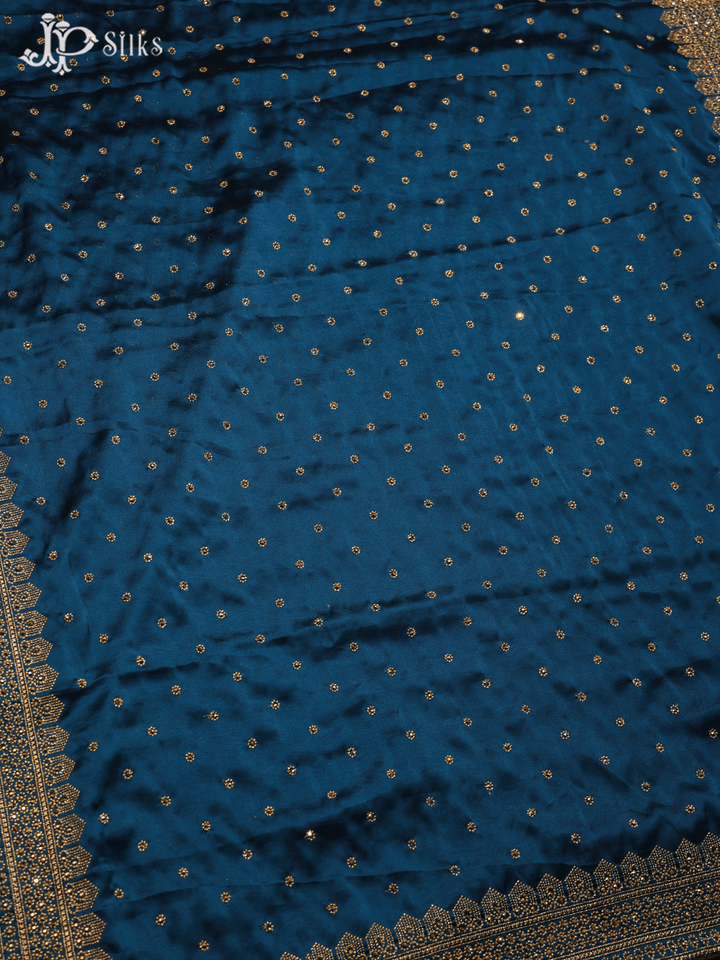 Sea Blue and Maroon Small Buttas Georgette Fancy Saree - D4977 - View 3