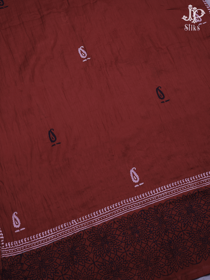 Maroon and Black Ajrakh Cotton Chudidhar Material - E6168 - View 3