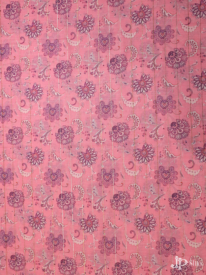 Pink Digital Printed Munga Cotton Fabric - E3332 - View 1