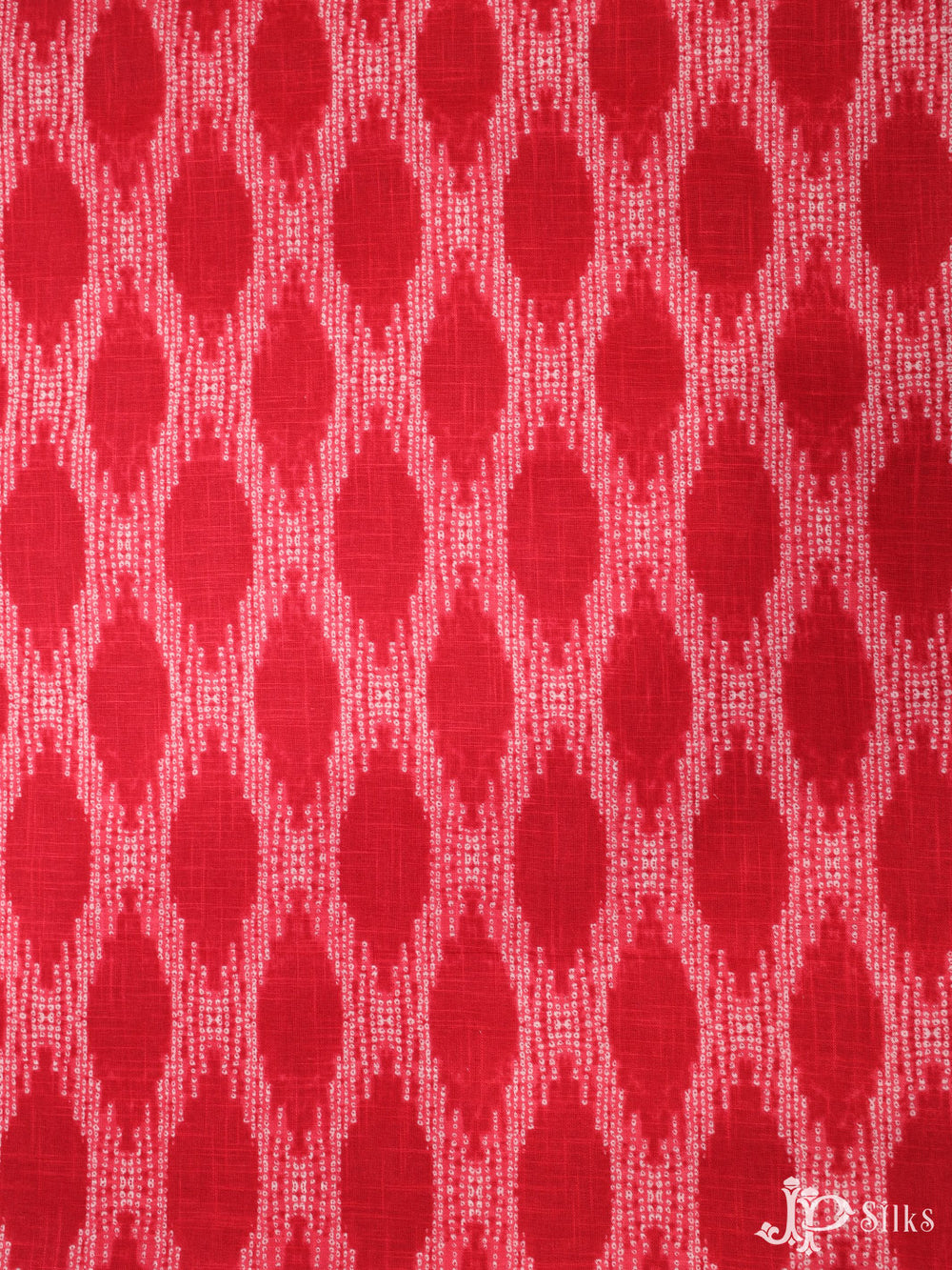 Red Pochampally Ikat Cotton Fabric - D1772 - View 1