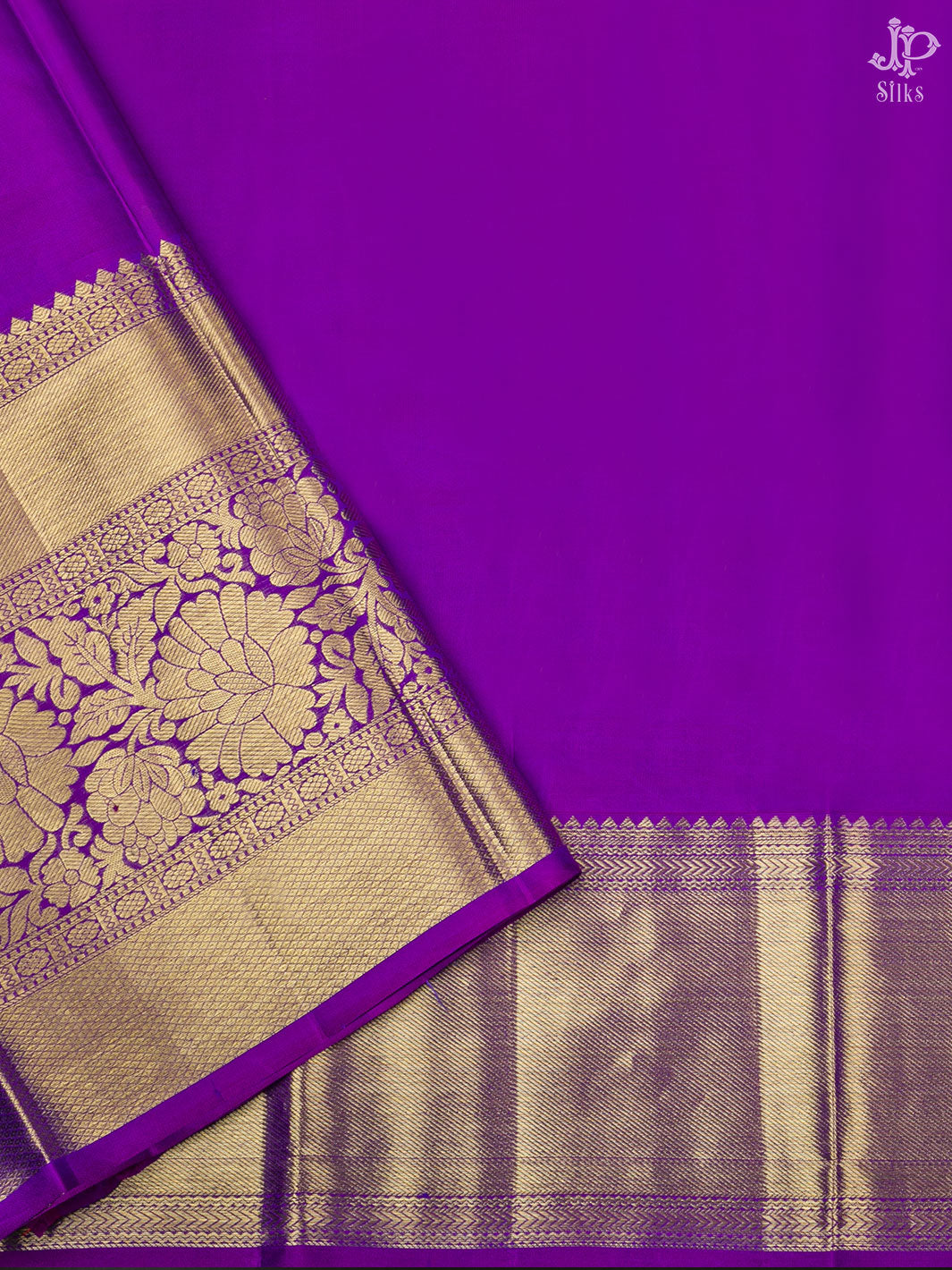 Teal Blue and Purple Kanchipuram Silk Saree - D1070 - View 4