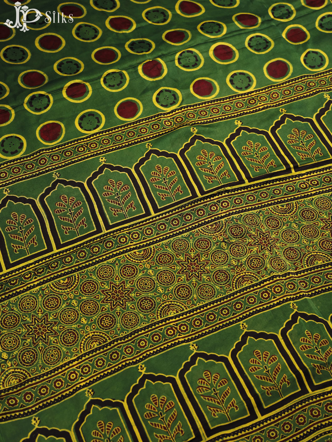 Green,Maroon and Black Ajrakh Modal Silk Fancy Saree - E5048 - View 2