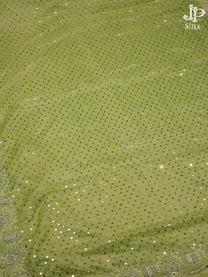 Pista Green Organza Fancy Saree - D5466 - View 3