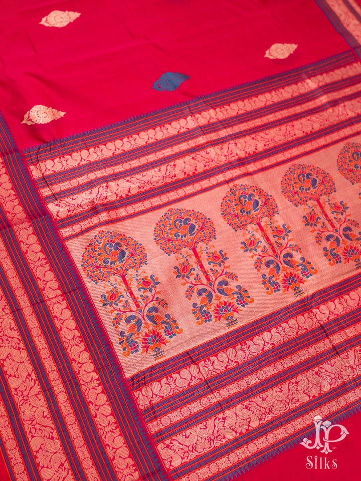 Red Kanchi Cotton Saree - D9776 - View 3
