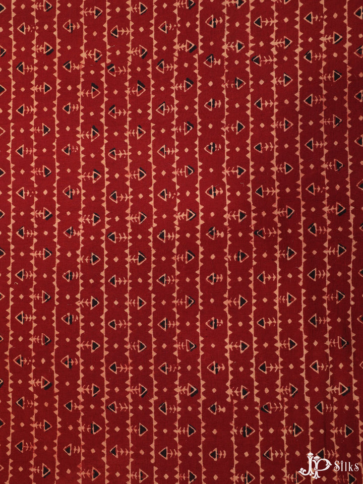 Maroon Ajrak Printed Cotton Fabric - D278 - View 1
