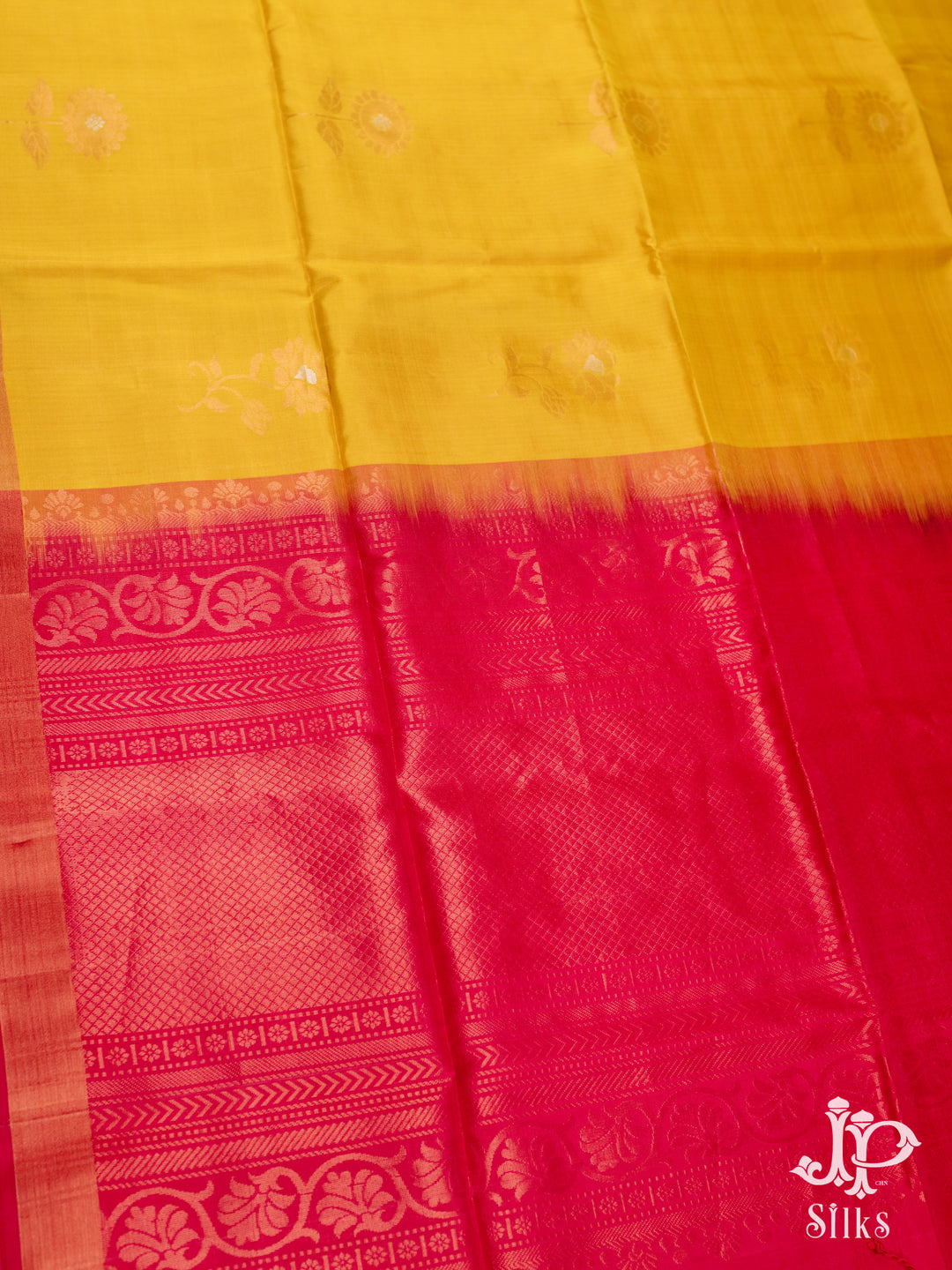 Yellow and Pink Soft Silk Saree - D5099 - View 3