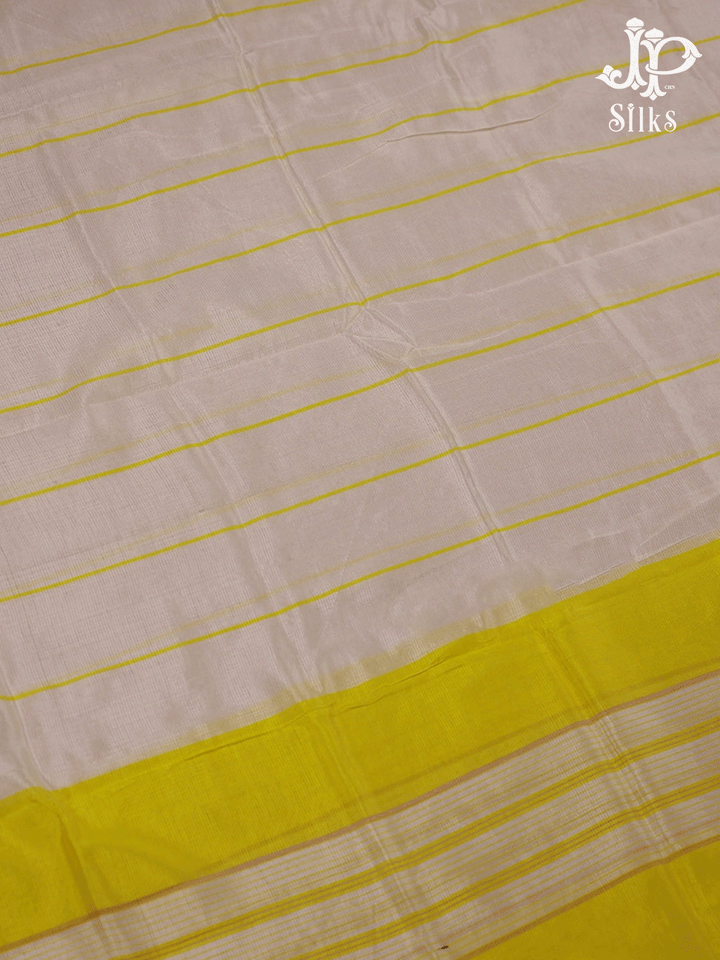 Yellow and White Raw Silk Chudidhar Material - D9099 - View 7