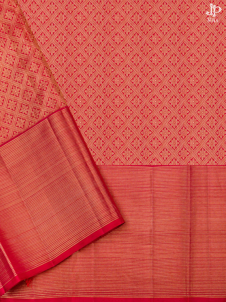 Red Kanchipuram Silk Saree - D8181 -View 4