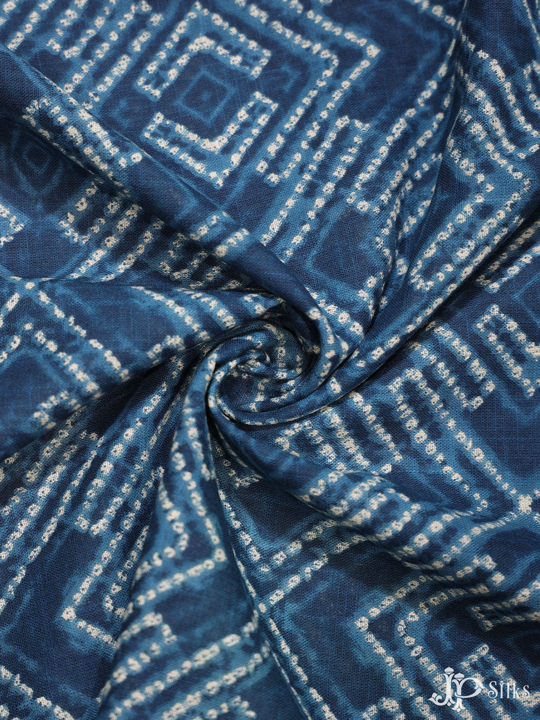 Indigo Blue Digital Printed Cotton Fabric - D1771 - View 3