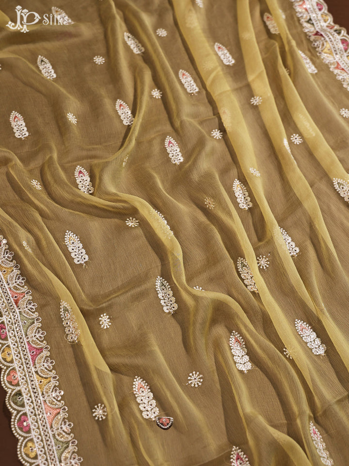Yellow Chiffon Unstiched Chudidhar Material - E3548 - View 7