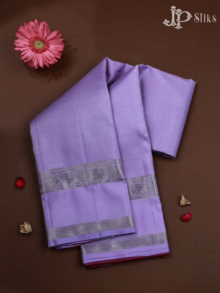 Lavender with Burgundy Pink Kanchipuram Silk Saree - F2366 - View 1