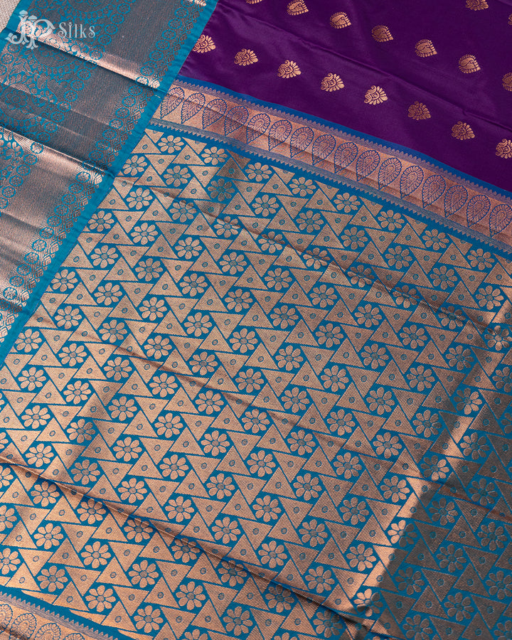 Purple And Teal Green Art Silk Saree - F2681