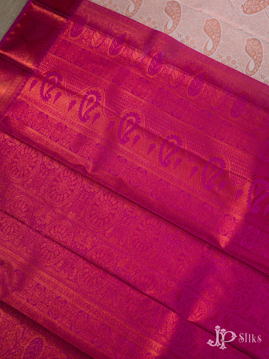 Cream And Pink Art Silk Saree - E4853