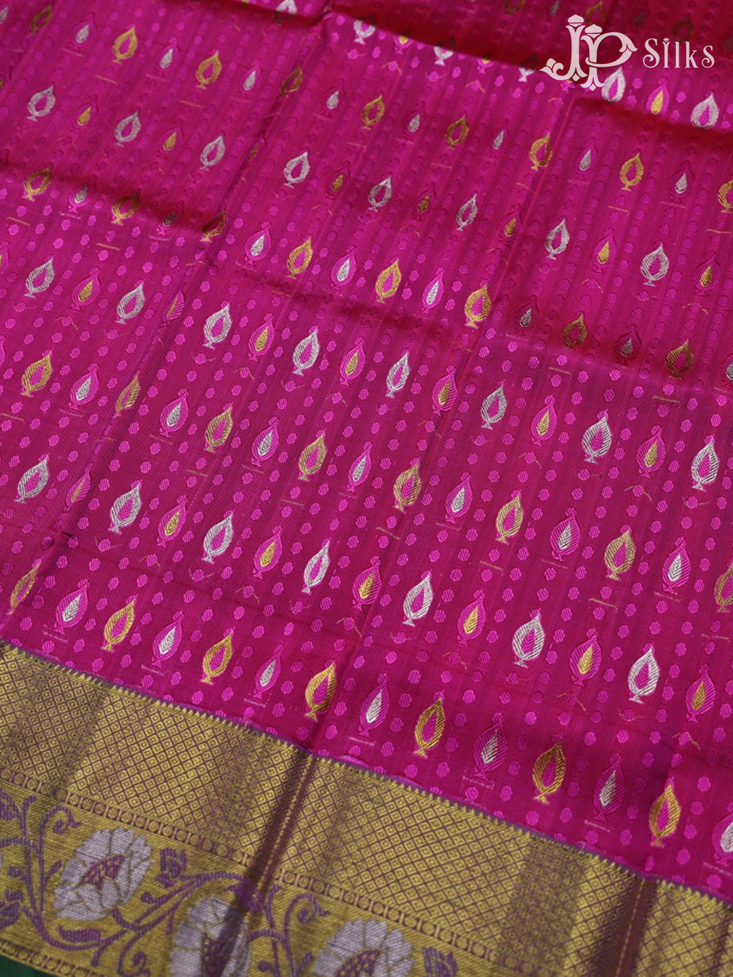 Rani Pink and Green Pattu Pavadai - A2346 - View 2