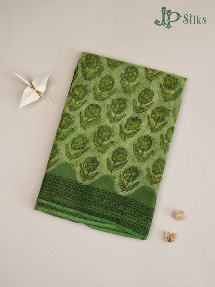 Green Kota Cotton Saree - E6584