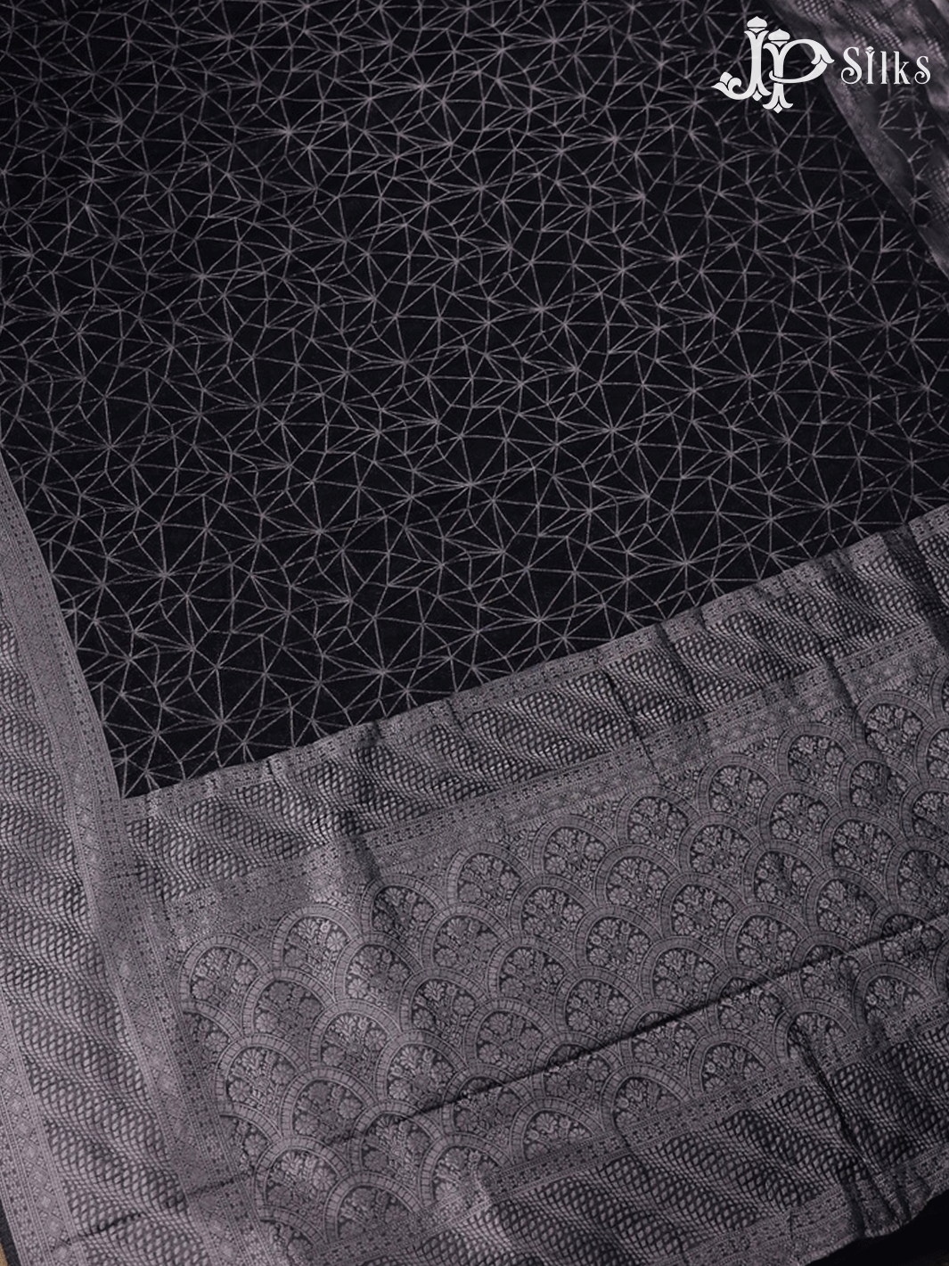 Black Geometric Pattern Banaras Georgette Fancy Saree - E5971 - View 6