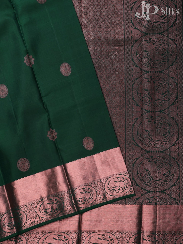 Bottle Green Kanchipuram Silk Saree - D754