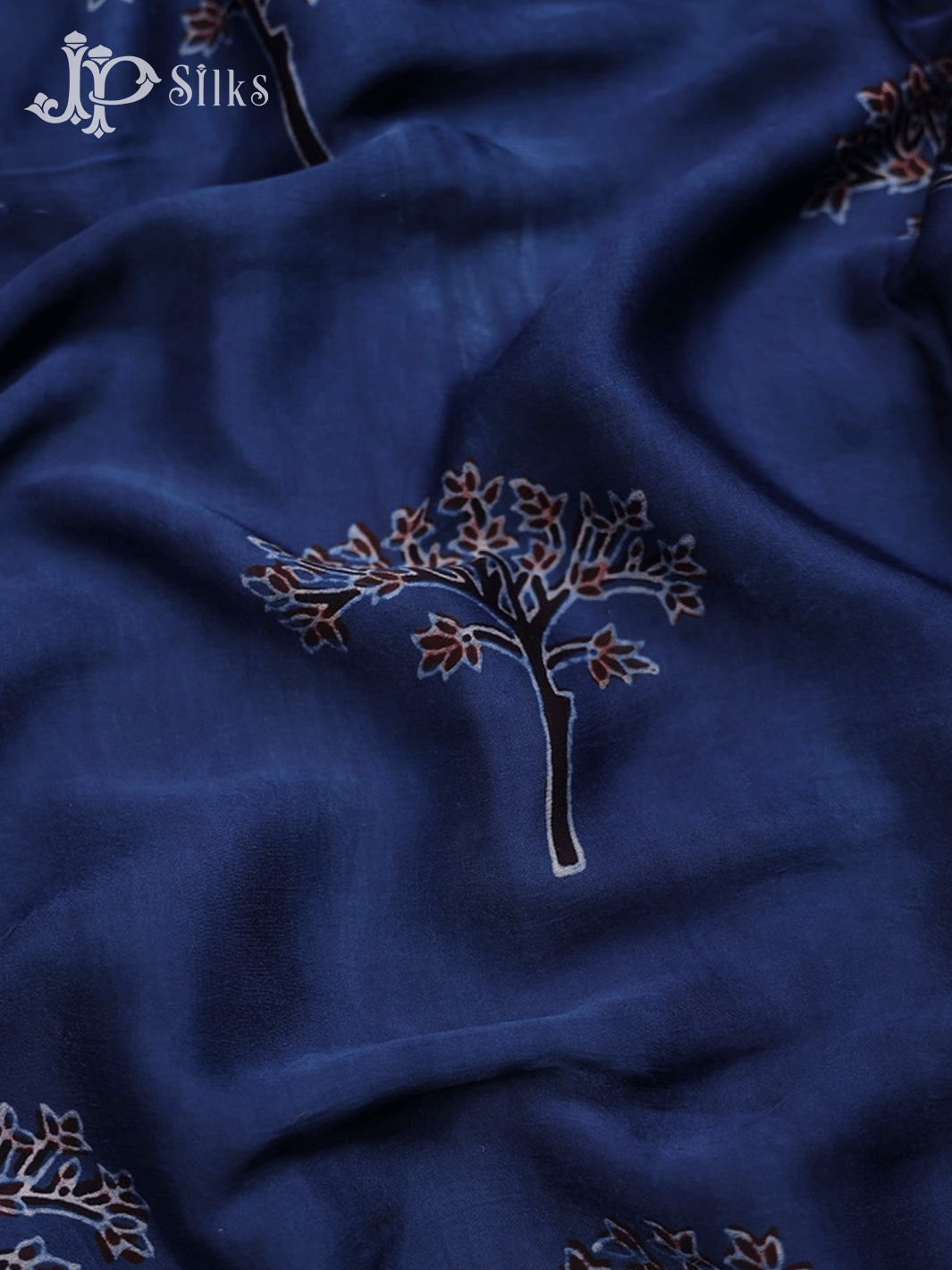 Indigo Blue and Black Ajrakh Printed Modal Silk Fancy Saree - F2279 - View 4