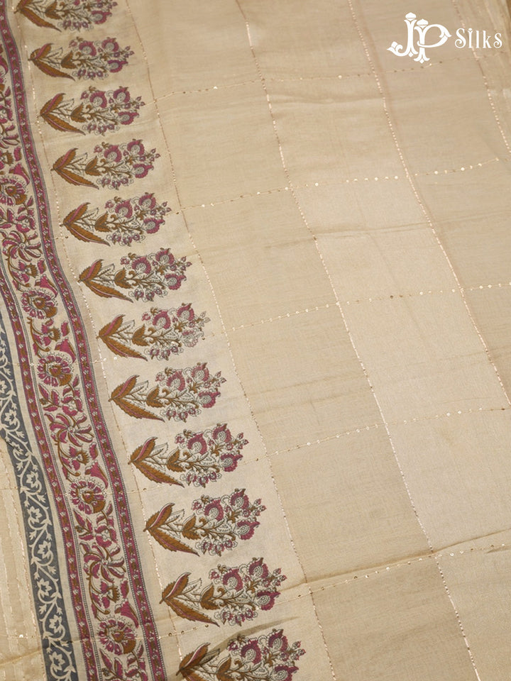 Cream Unstitched Chudidhar Material - E1462