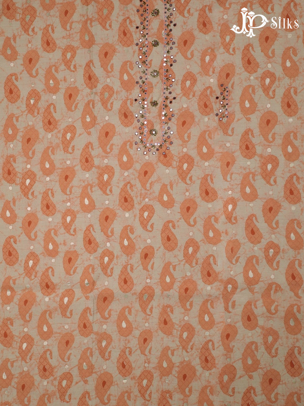 Light Orange Spun Cotton Chudidhar Material - D1016 - View 2