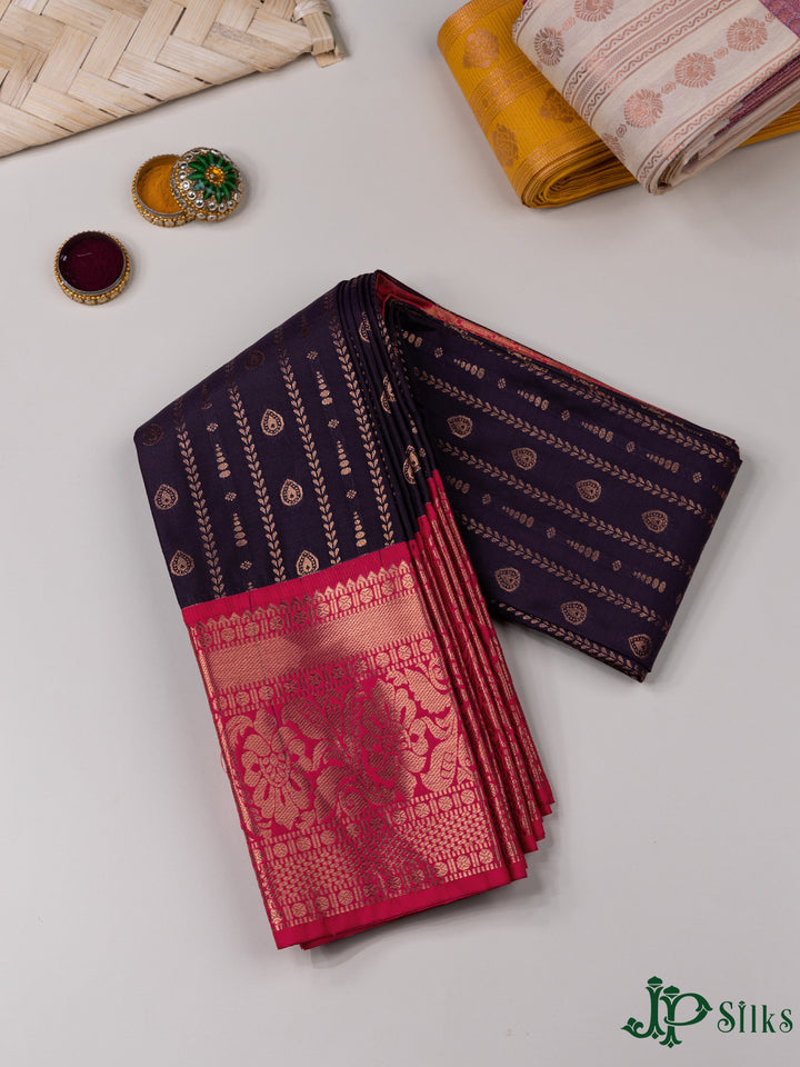 Grape Vine And Pink Art Silk Saree - F2679
