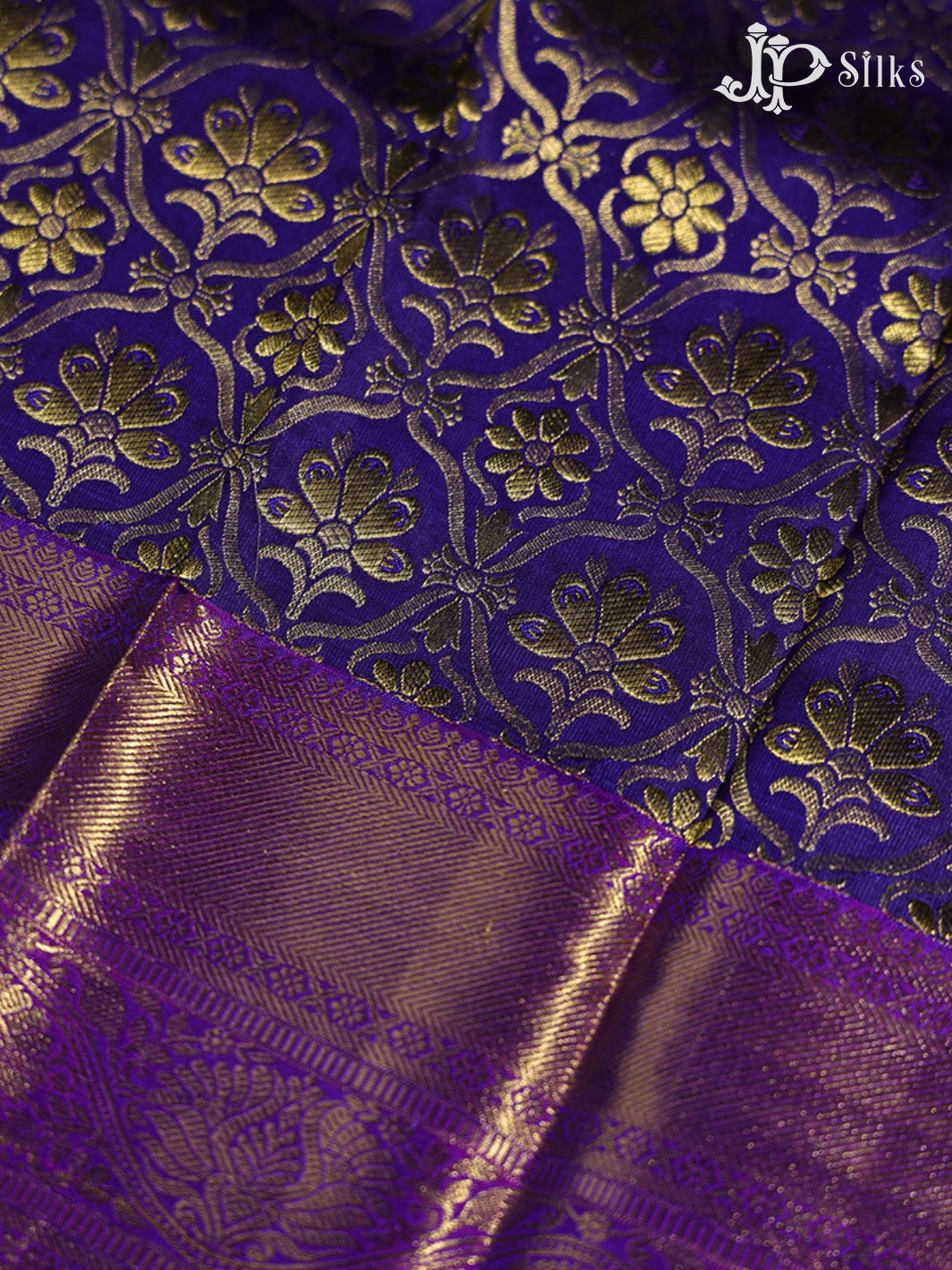 Purple with Pink Pattu Pavadai - D5931 - View 2