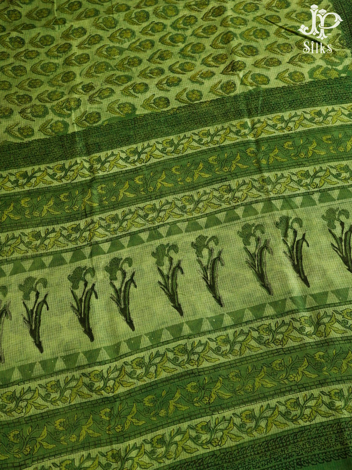 Green Kota Cotton Saree - E6584