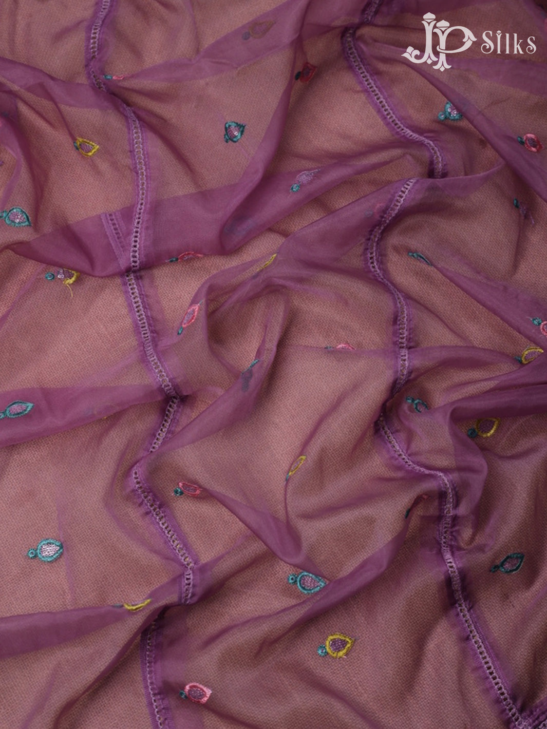 Purple Organza Chudidhar Material - E4595 - View 7