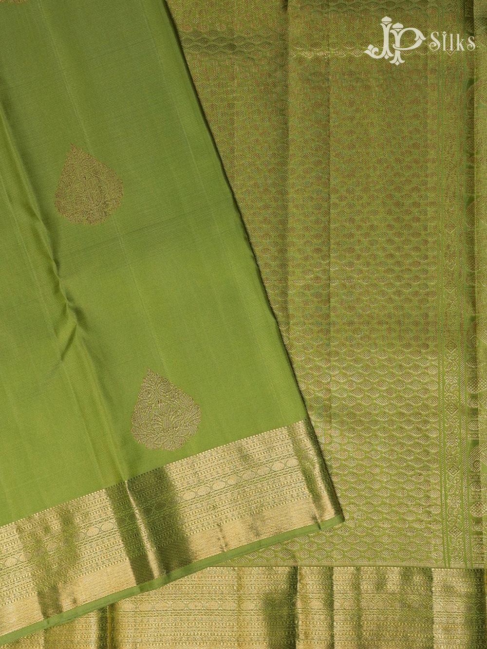 Green Damask Butta Kanchipuram Silk Saree - F1 - View 1