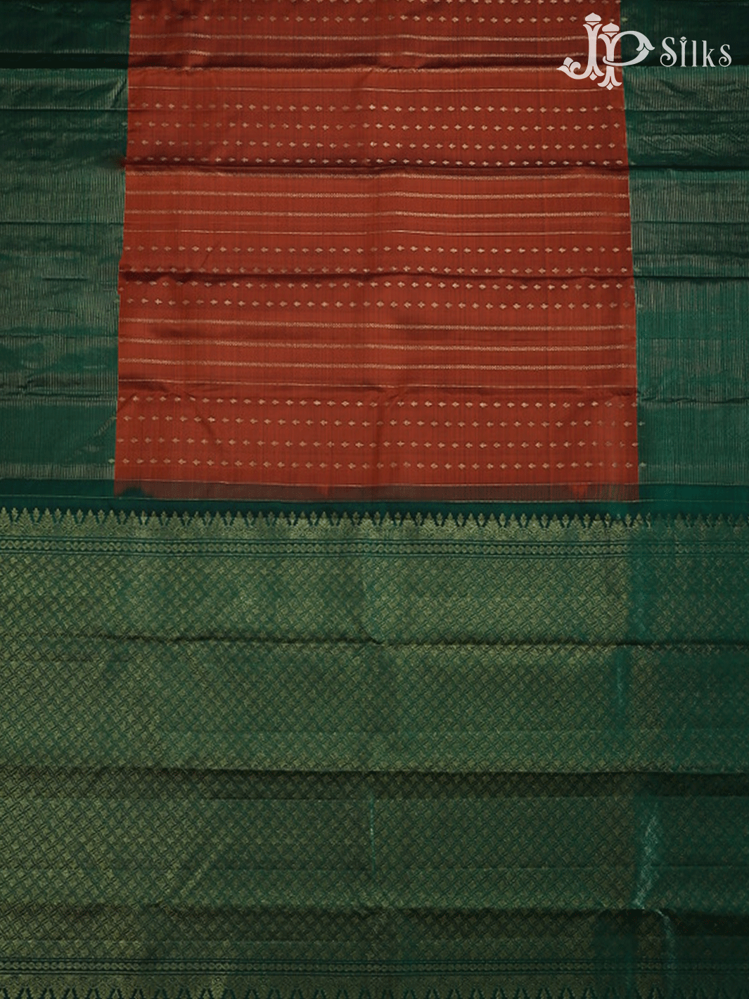 Orange and Green Kanjivaram Silk Saree - F431