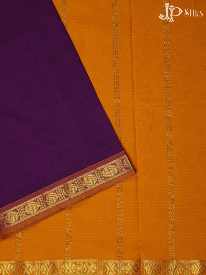 Purple with Yellow Poly Cotton Saree - F302 - View 2