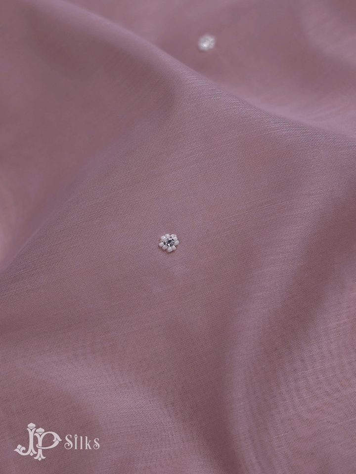 Pinkish Grey Sem Organza Unstitched Chudidhar Material Set - D7105