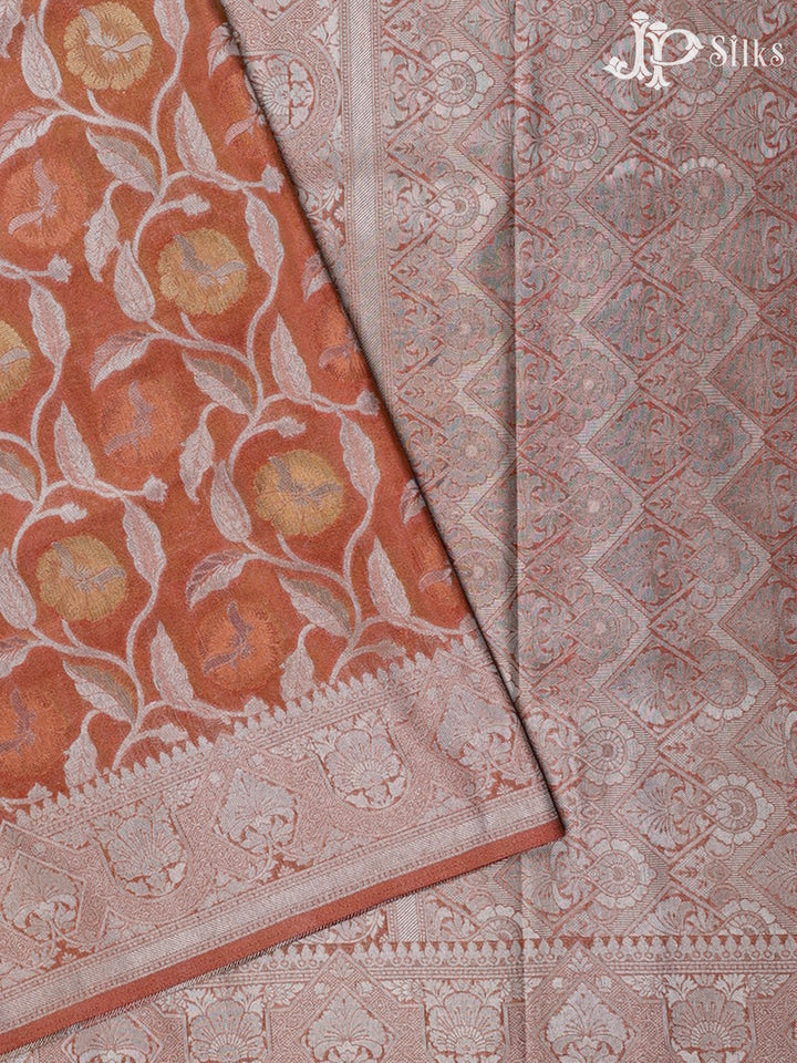 Pastel Orange Fancy Saree - E1067