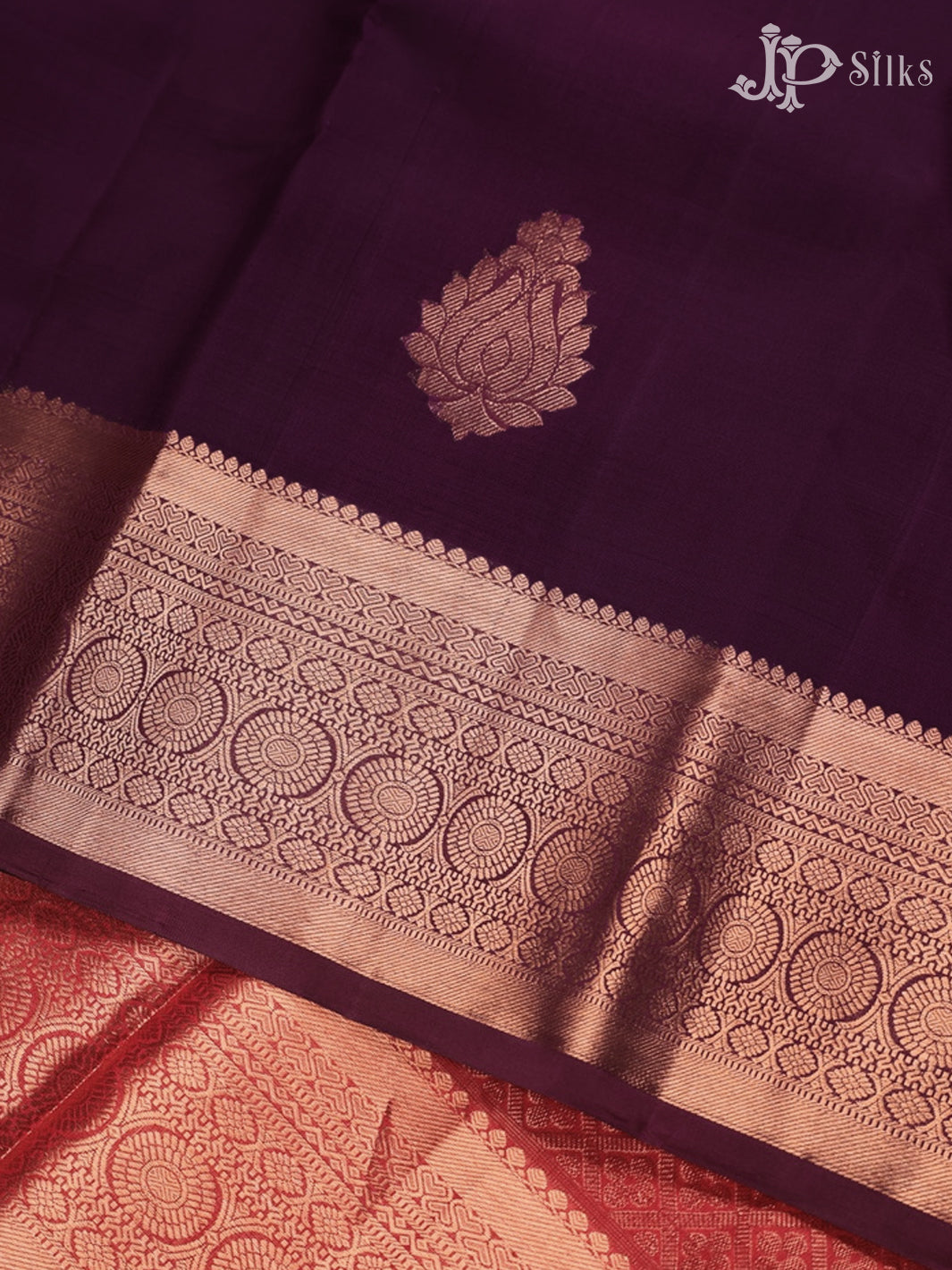 Grape and Orange Kanchipuram Silk Saree - E4704