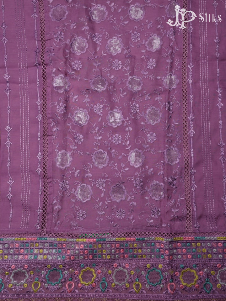 Purple Organza Chudidhar Material - E4595 - View 3