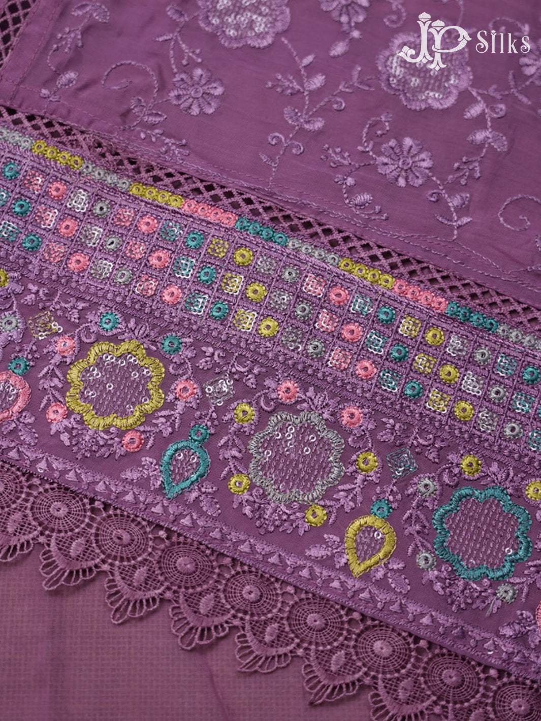 Purple Organza Chudidhar Material - E4595 - View 5