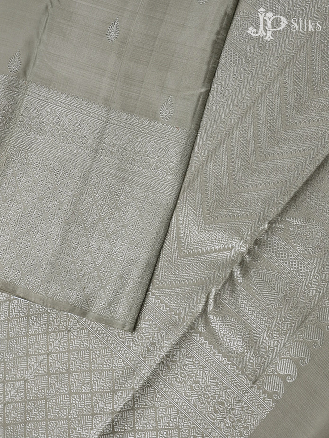 Light Grey Kanchipuram Silk Saree - A1220 - View 3