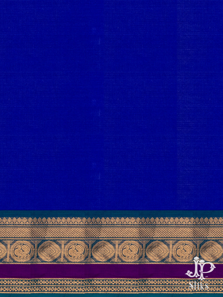 Ink Blue Cotton Saree - D2565 - View 3