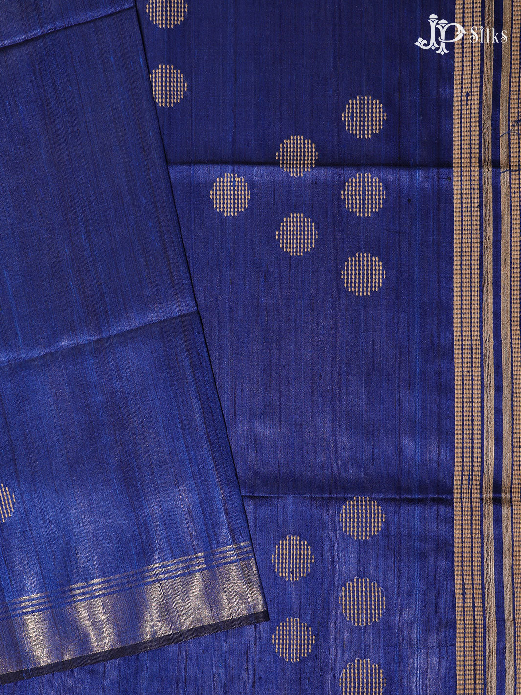 Ink Blue Tussar Silk Saree - E26 - View 1