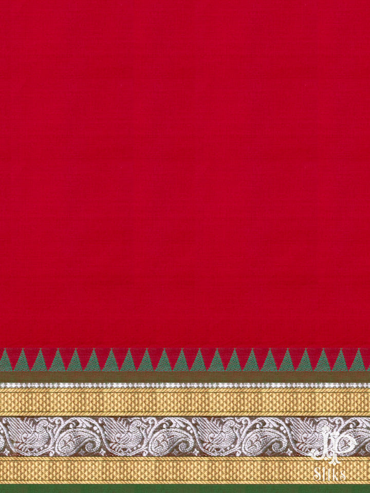 Red Cotton Saree - D2570 - View 2