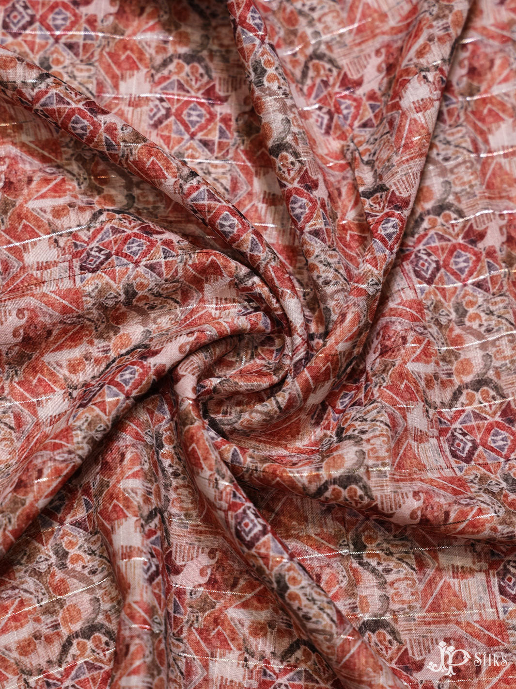 Multicolor Digital Printed Munga Cotton Fabric - E3331 - View 3
