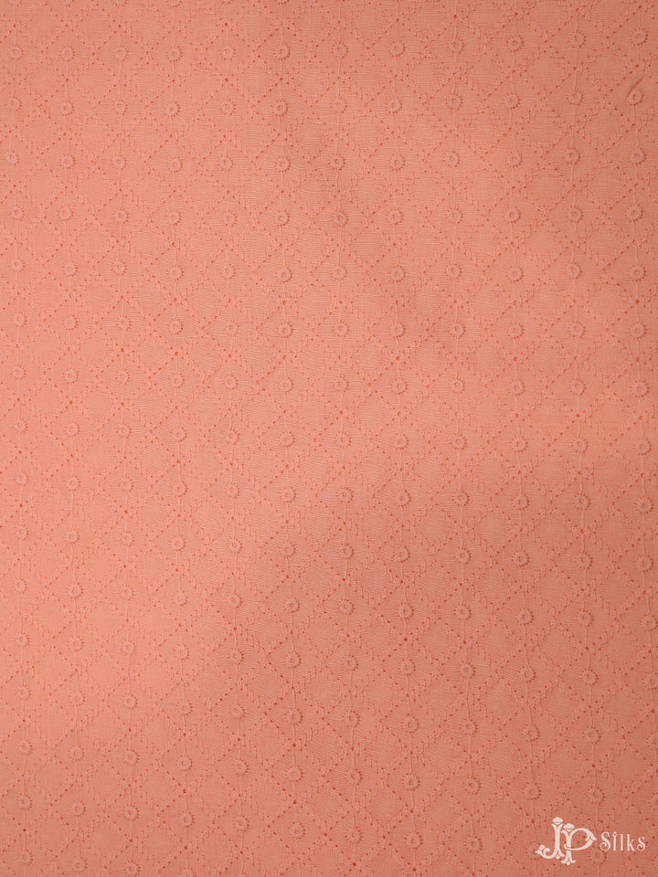 Peach Cotton Chikankari Fabric - C3101 - View 1