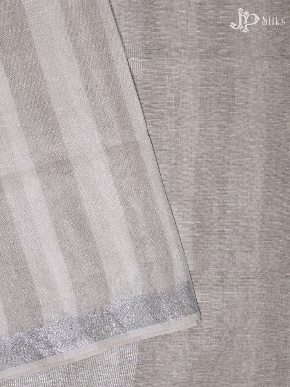 White and Grey Linen Fancy Saree - E4558 - View 1