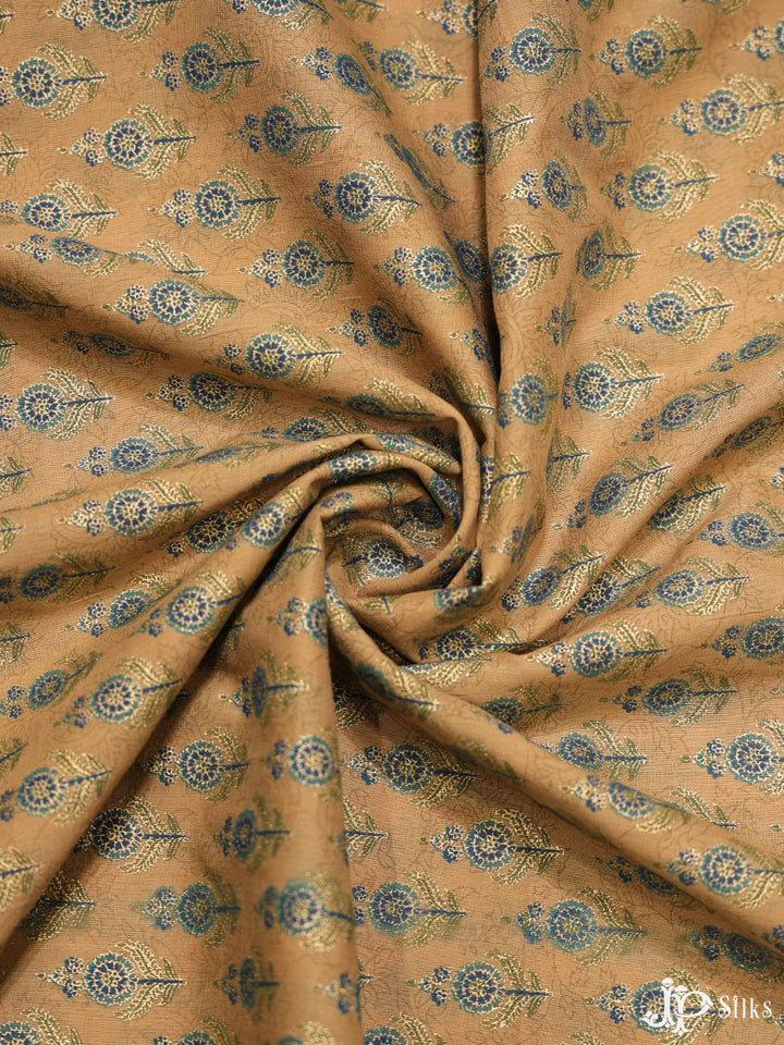 Dark Beige and Ink Blue Cotton Fabric - A7192 - View 3