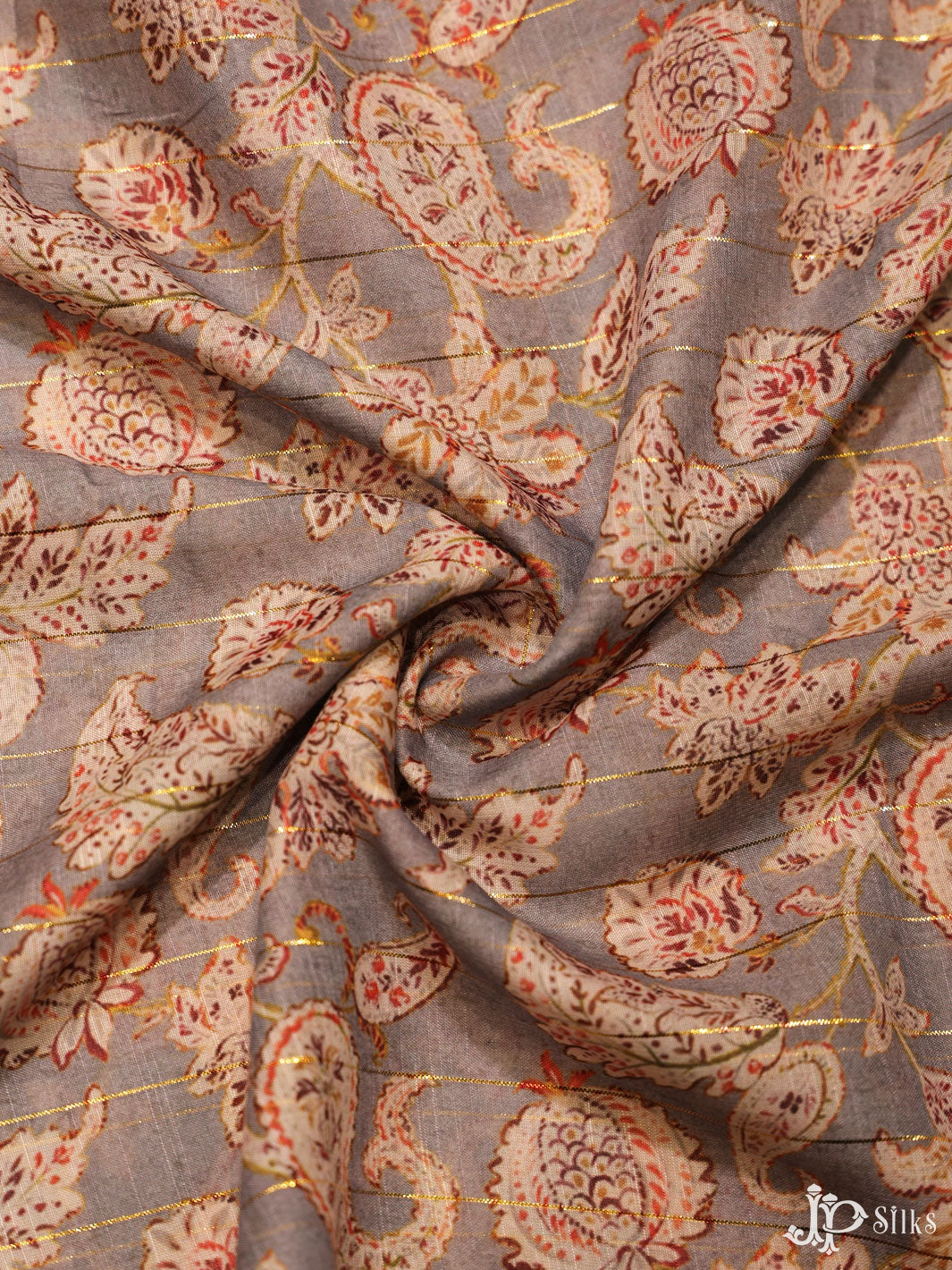 Light Brown Digital Printed Munga Cotton Fabric - E3319 - View 2