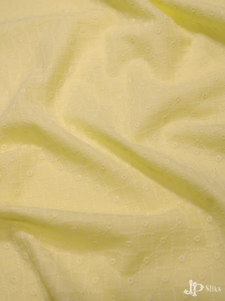 Lemon Yellow Cotton Chikankari Fabric - C3099